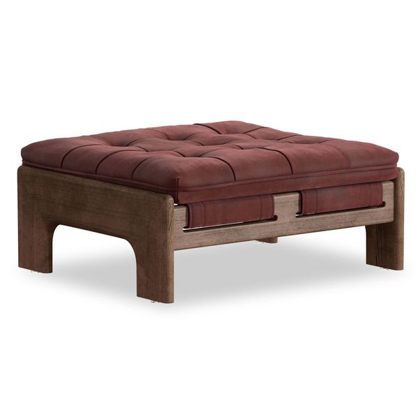 Pouf Halston in nubuck, Borgogna tw1618576
